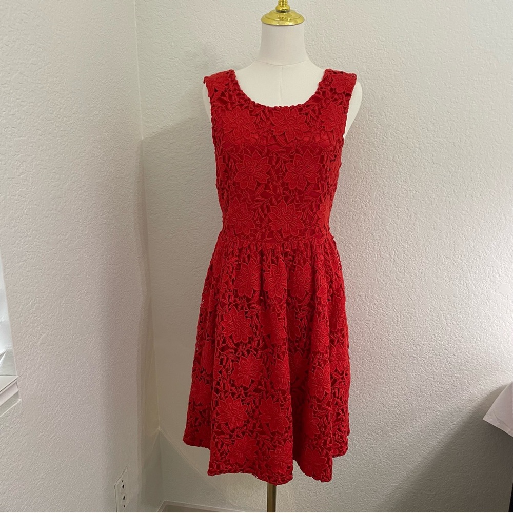 Kate Spade New York vibrant red floral lace Dress